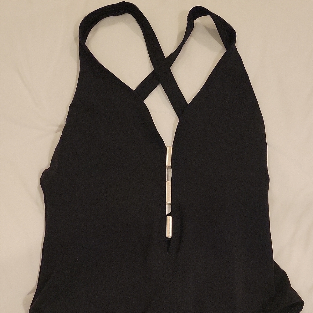 La Blanca Black Cut Out Backless Bodysuit
